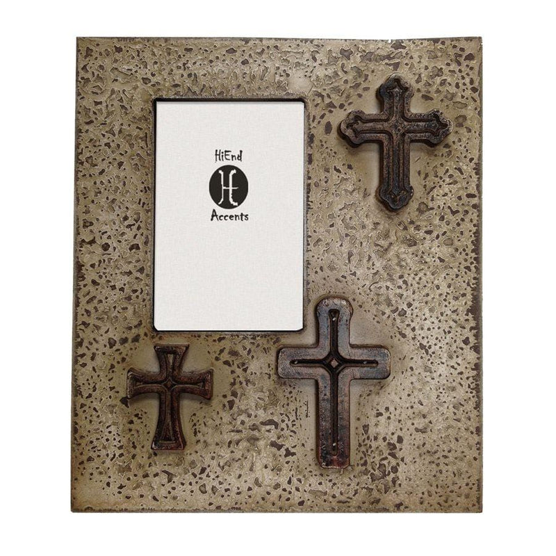 Distressed 3-Crosses Picture Frame, 4x6 - Cream Picture Frame