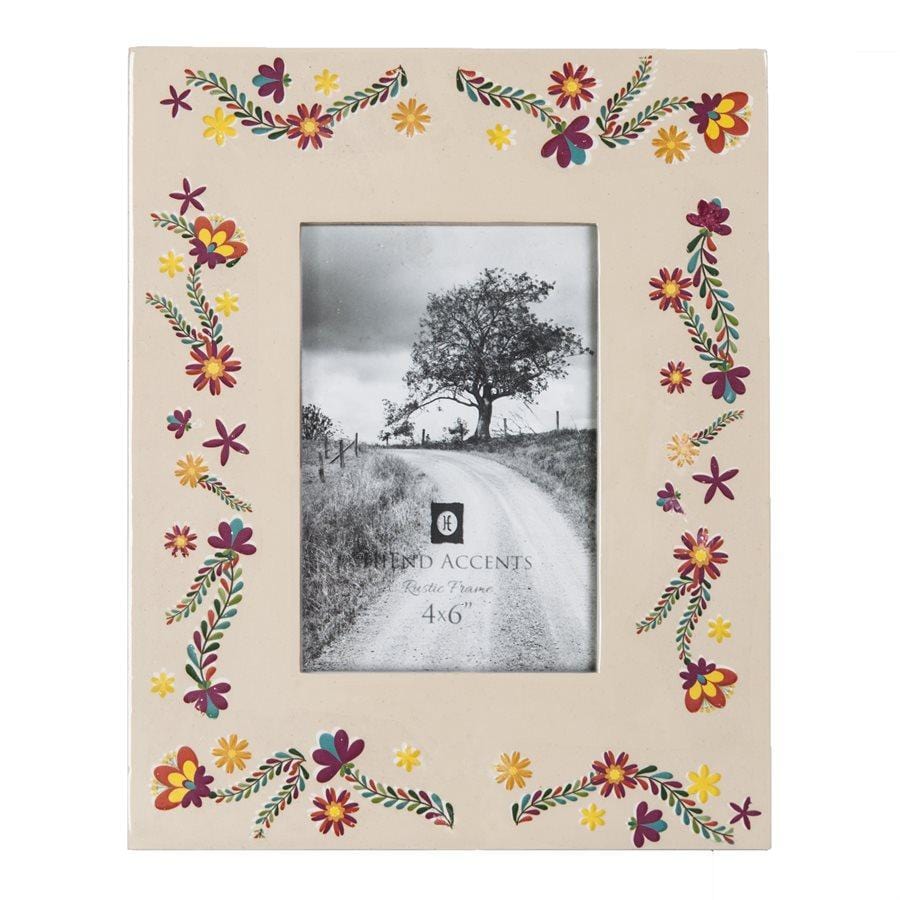 Mexican Floral Ceramic Picture Frame, 4x6 HiEnd Accents