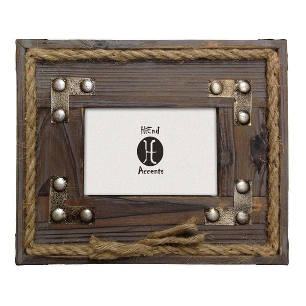 HiEnd Accents Wood w/Metal Strips & Rope Frame (EA) 4x6