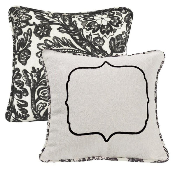 Augusta Embroidered Toile Throw Pillow, 18x18 Pillow