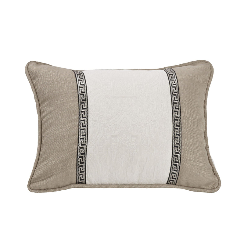 Augusta Oblong Matelassé Pillow w/ Trim Detail, 16x21 Pillow