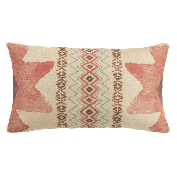 Aztec Burlap Pink Star Lumbar End Pillow, 11x19 Pillow