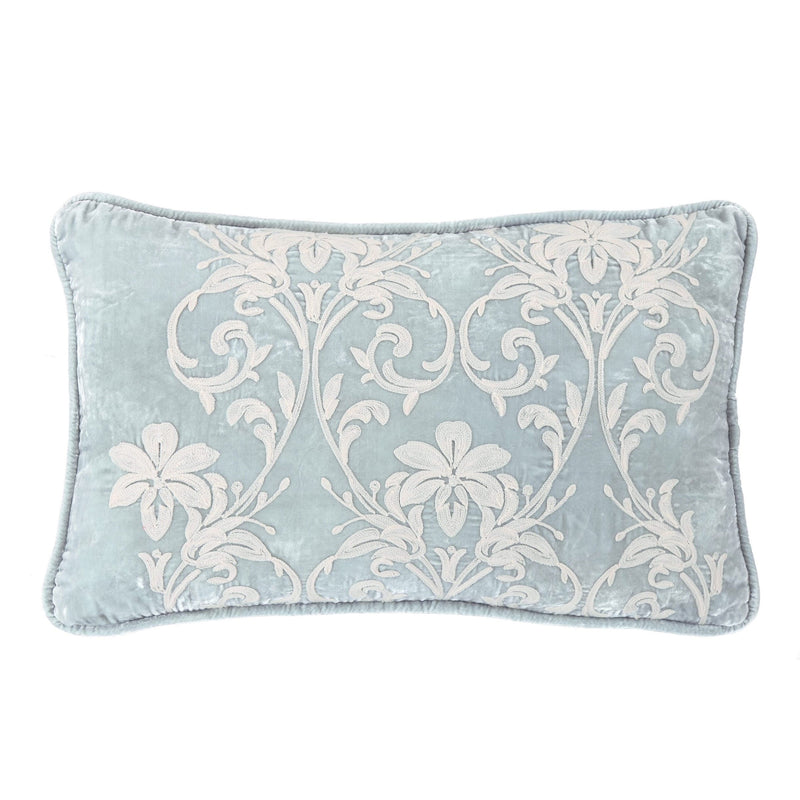 Belle Floral Embroidered Velvet Lumbar Pillow Pillow