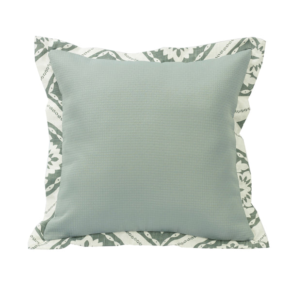 Belmont Textured Fabric Pillow w/ Graphic Print Flange, 18x18 Pillow