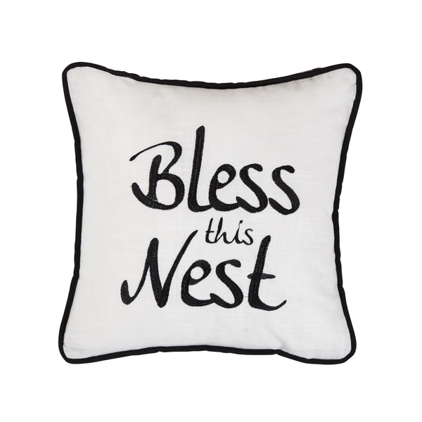 "Bless This Nest" Embroidery Throw Pillow, 18 x 18 Pillow