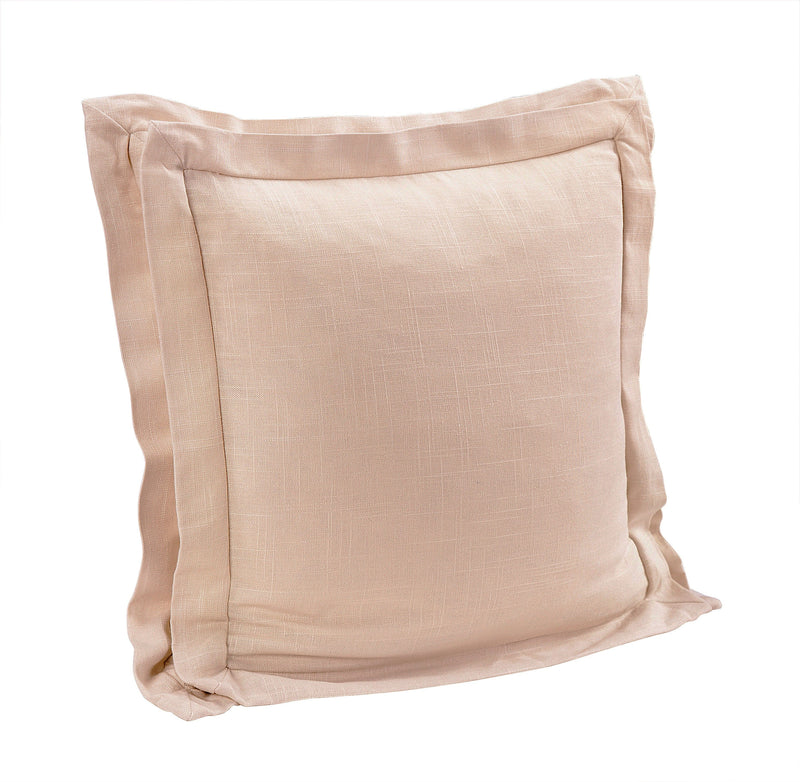 Double Flanged Washed Linen Pillow, 20x20 Blush Pillow