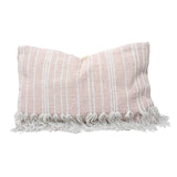 Fringed Stripe Lumbar Rug Pillow Blush Pillow