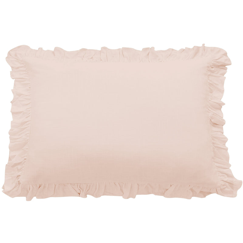 Lily Washed Linen Ruffle Dutch Euro Pillow Blush Pillow