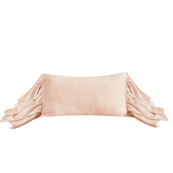 Washed Linen Long Ruffled Pillow Blush Pillow