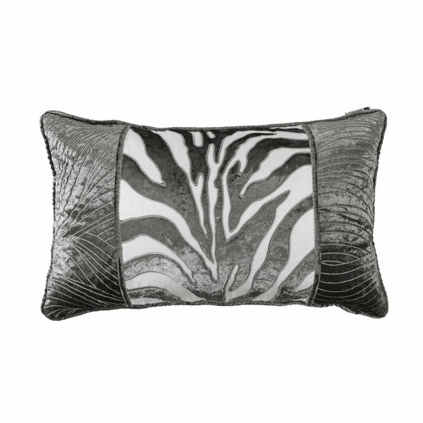 Celeste Zebra Applique & Wave Embroidery Pillow, 16x26 Pillow