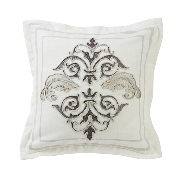 HiEnd Accents Square Outlined Embroidered Design Pillow with Flange
