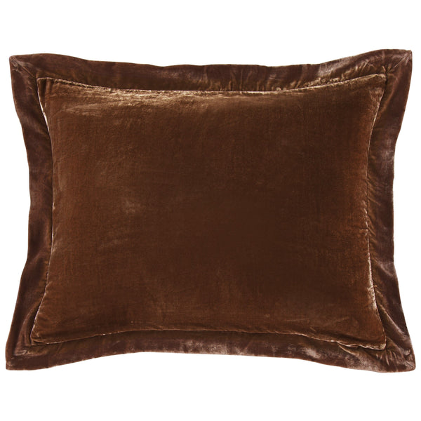 Stella Faux Silk Velvet Flanged Dutch Euro Pillow Copper Brown Pillow