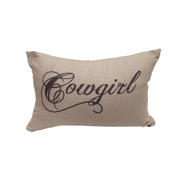Cowboy/Cowgirl Linen Lumbar Pillow, 12x19 Cowgirl Pillow
