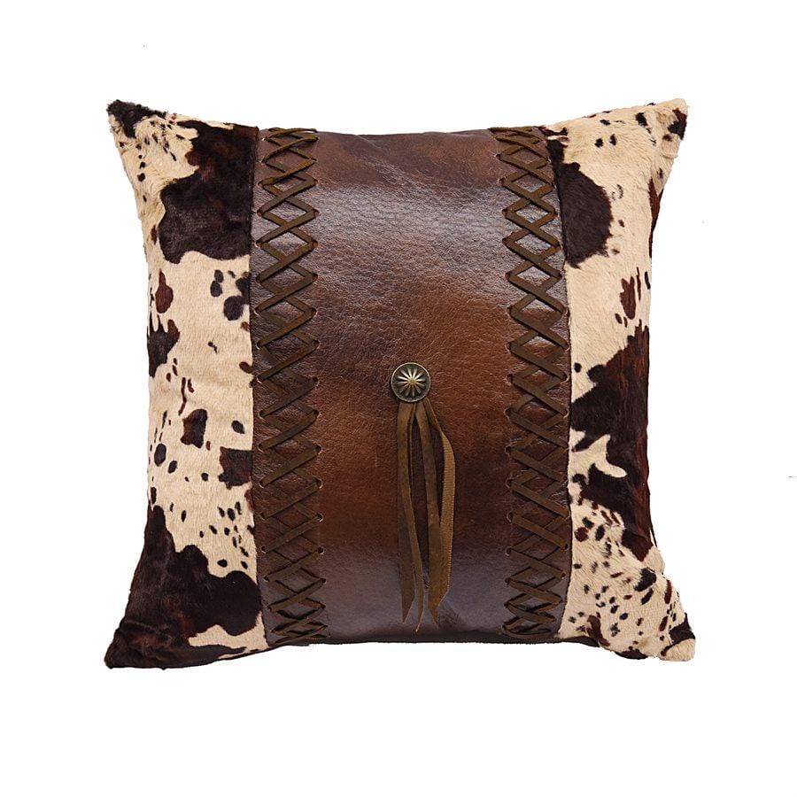 Cowhide Concho Throw Pillow W Laced