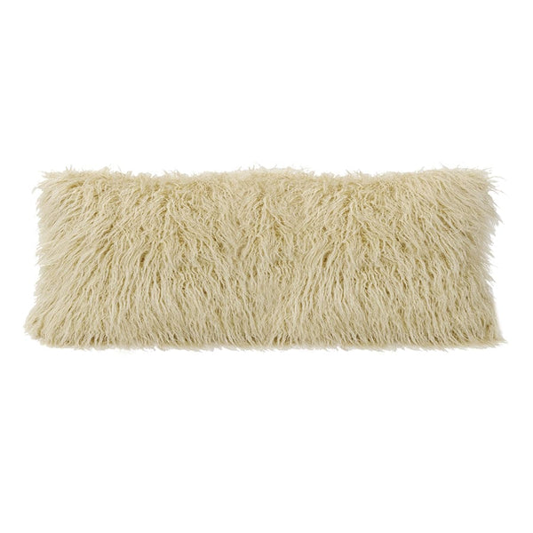 Mongolian Faux Fur Lumbar Pillow Cream Pillow