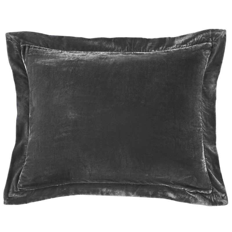 Stella Faux Silk Velvet Flanged Dutch Euro Pillow Dark Slate Pillow