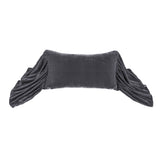 Stella Faux Silk Velvet Long Ruffled Pillow Dark Slate Pillow