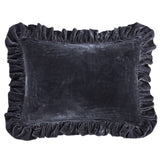 Stella Faux Silk Velvet Ruffled Dutch Euro Pillow Dark Slate Pillow