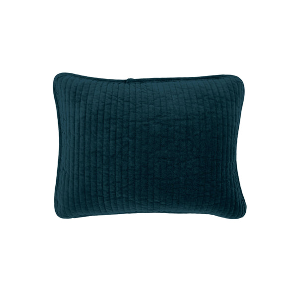 Stonewashed Cotton Velvet Boudoir Pillow Deep Blue Pillow