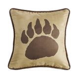 Faux Suede Bear Claw Pillow, Reverse Faux Leather, 18x18 Pillow