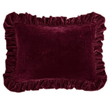 Stella Faux Silk Velvet Ruffled Dutch Euro Pillow Garnet Red Pillow