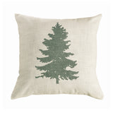 Green Pine Tree On Linen Throw Pillow, 18x18 Pillow