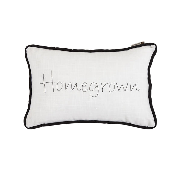 "Homegrown" Embroidery Lumbar Pillow, 12x19 Pillow