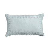 Stella Faux Silk Velvet Embroidered Lumbar Pillow Icy Blue Pillow