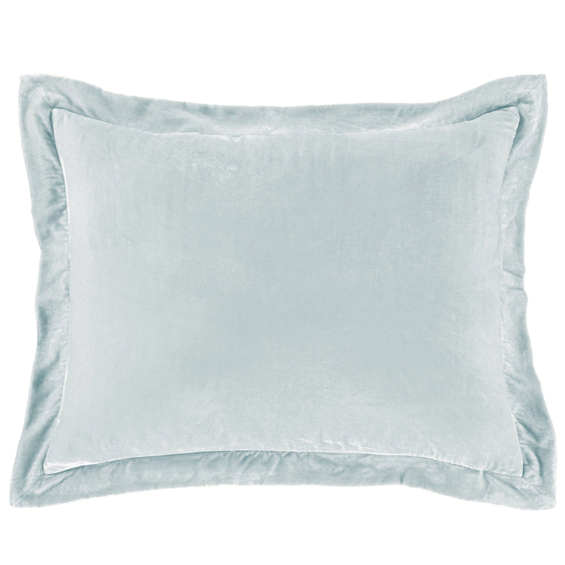 Stella Faux Silk Velvet Flanged Dutch Euro Pillow Icy Blue Pillow