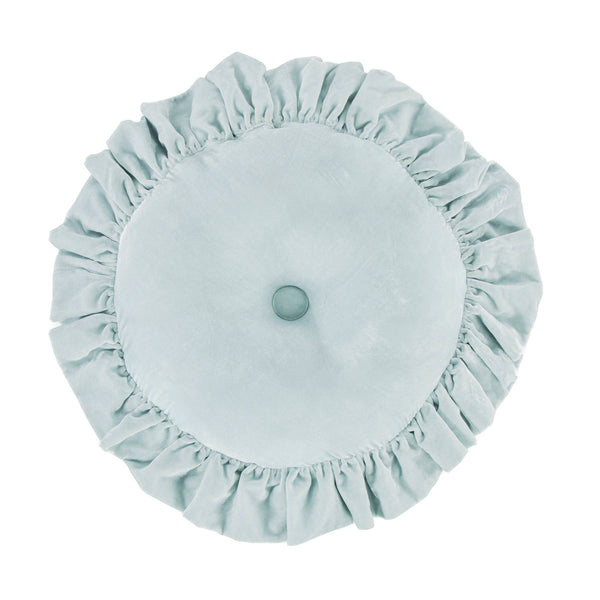 Stella Faux Silk Velvet Round Pillow Icy Blue Pillow
