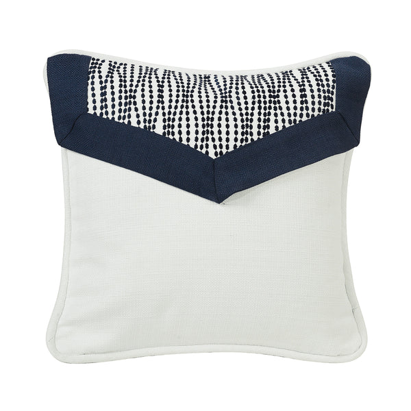 Kavali White Linen Envelope Pillow w/ Navy Blue, 18x18 Pillow