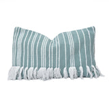 Fringed Stripe Lumbar Rug Pillow Light Blue Pillow