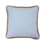 Washed Linen Jute Trimmed Pillow Light Blue Pillow