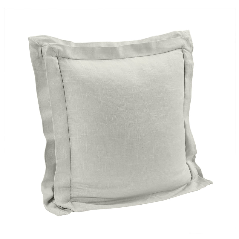 Double Flanged Washed Linen Pillow, 20x20 Light Gray Pillow
