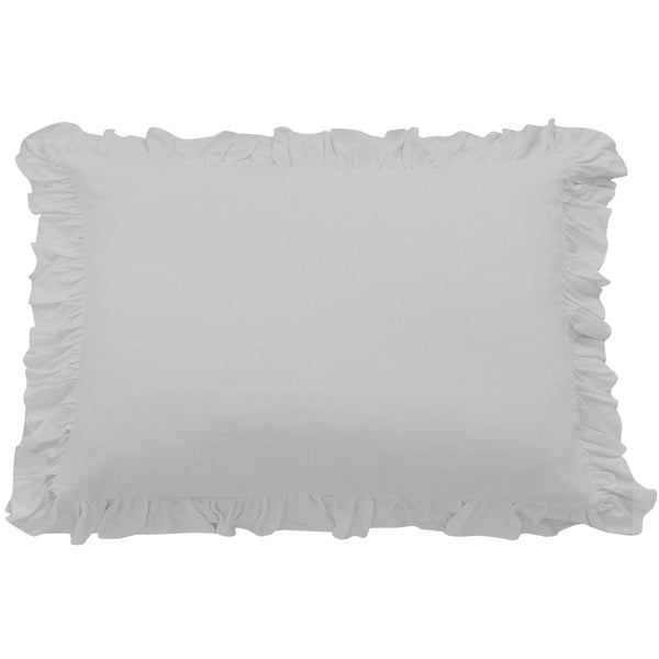 Lily Washed Linen Ruffle Dutch Euro Pillow Light Gray Pillow