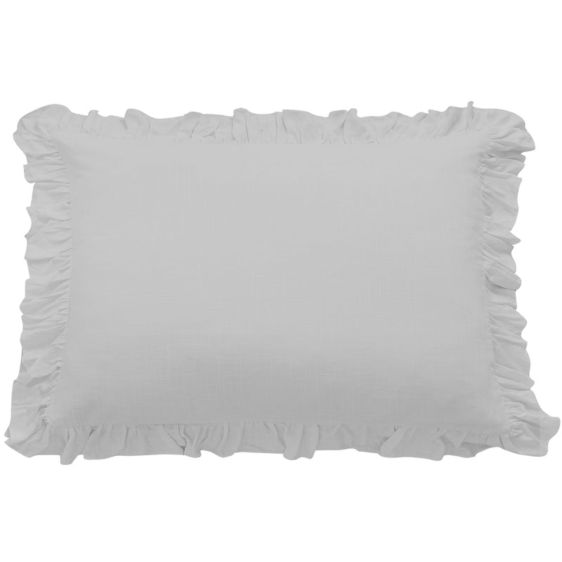 Lily Washed Linen Ruffle Dutch Euro Pillow Light Gray Pillow