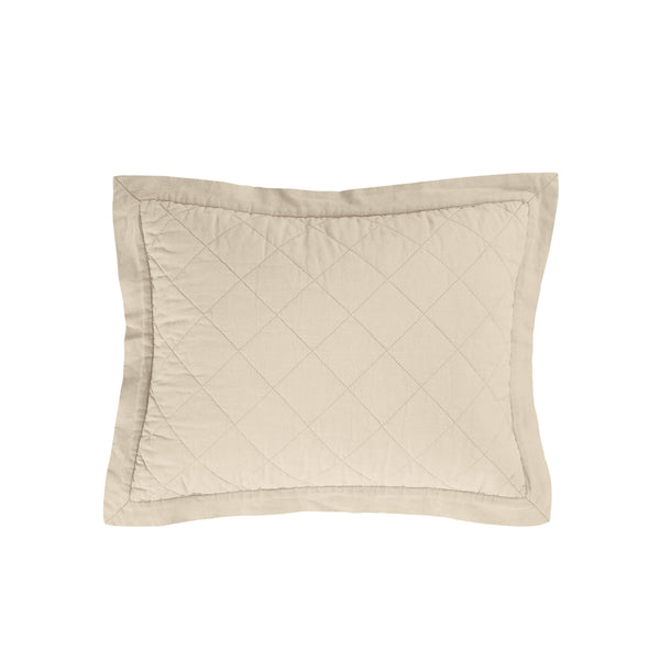 Linen Cotton Diamond Quilted Boudoir Pillow Light Tan Pillow