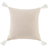 Square Washed Linen Tassel Pillow Light Tan Pillow