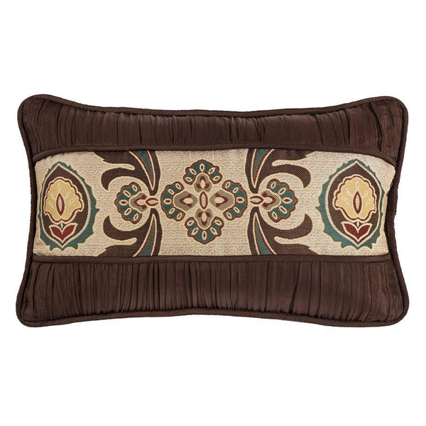 Loretta Medallion Decorative Lumbar Pillow w/ Batiste Ruching Pillow