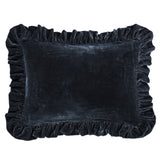 Stella Faux Silk Velvet Ruffled Dutch Euro Pillow Midnight Blue Pillow