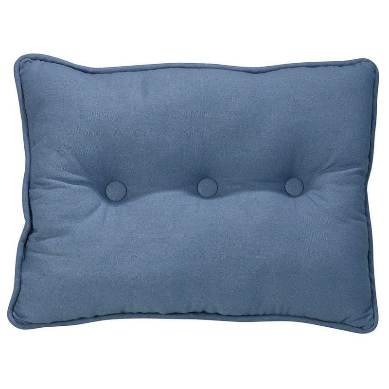 Monterrey Tufted Box Pillow, Blue Linen Pillow
