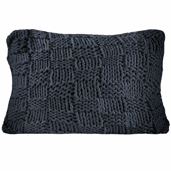 Chess Knit Dutch Euro Pillow Navy Pillow