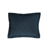 Linen Cotton Diamond Quilted Boudoir Pillow Navy Pillow