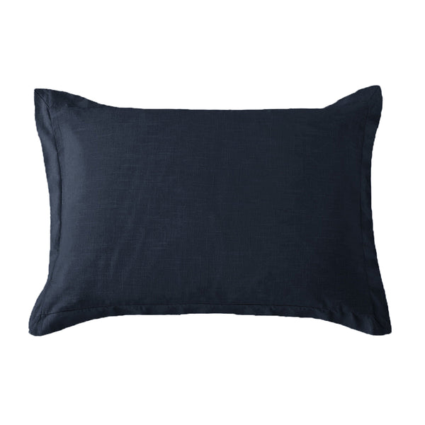 Washed Linen Tailored Dutch Euro Pillow Navy Pillow