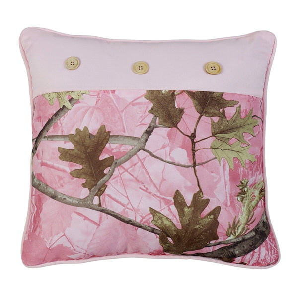 Oak Camo Pillow, 17x17 - Pink Pillow
