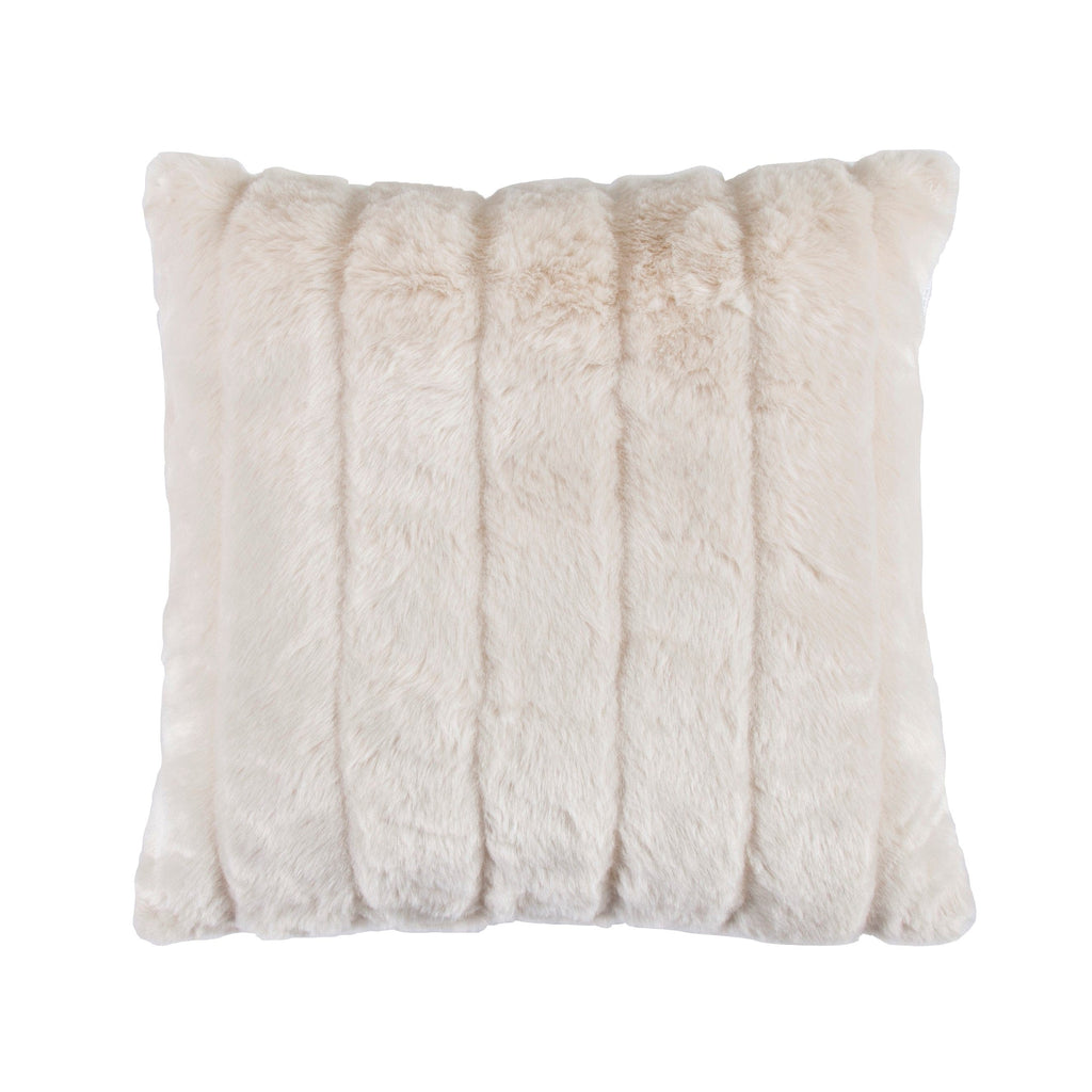 22X22 Mega White Channeled Faux Fur Throw Pillow