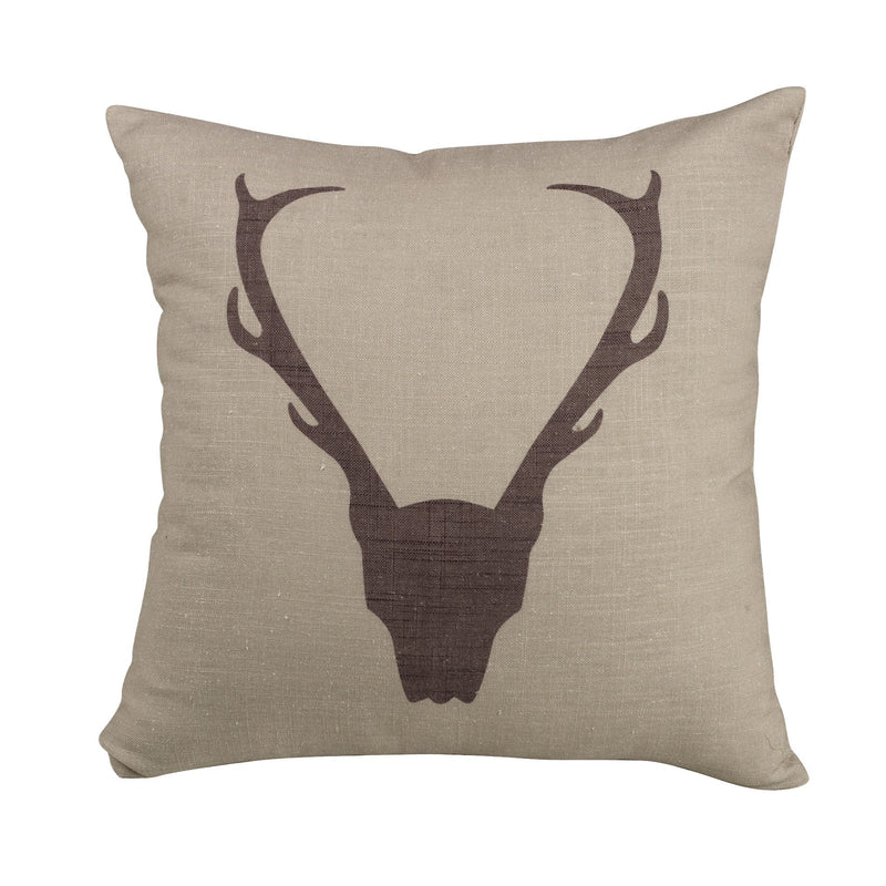 Printed Antler Burlap Throw Pillow, 18x18 Pillow