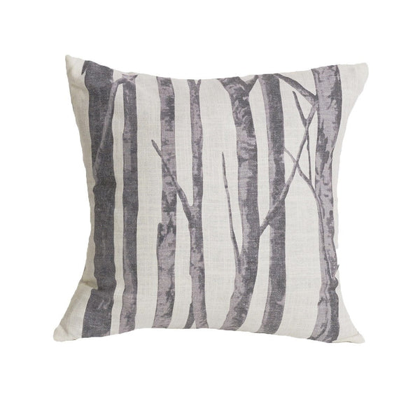 Printed Branches Cream & Gray Throw Pillow, 18x18 Pillow