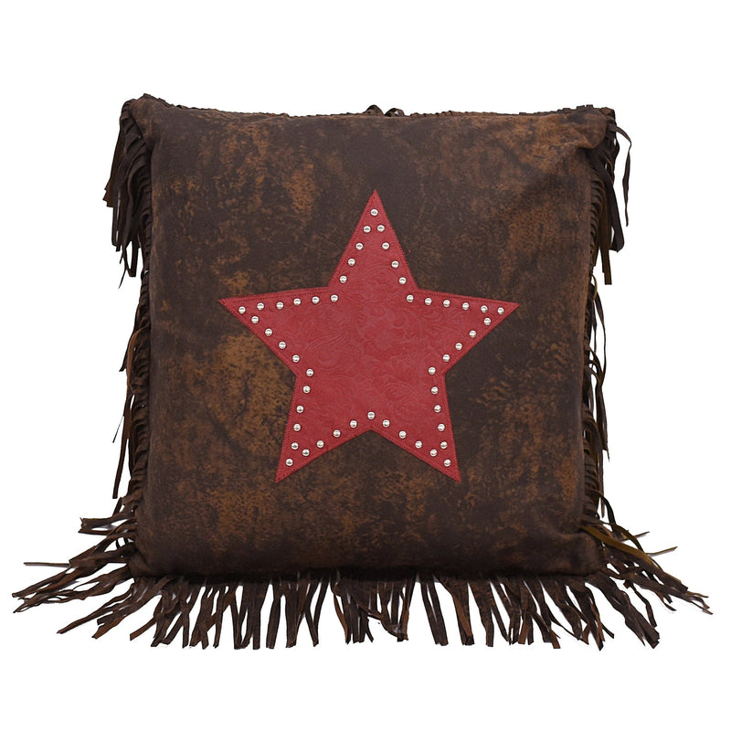 Cheyenne Star Throw Pillow w/ Fringe, 2 Colors Red Pillow