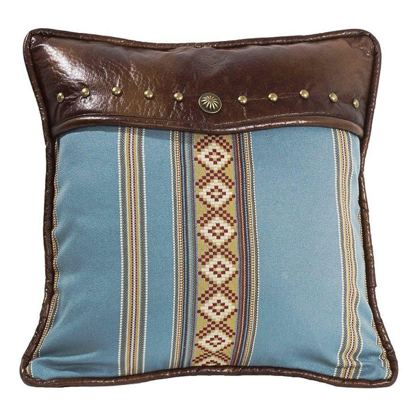 Ruidoso Turquoise Diamond Throw Pillow, Studded Leather Pillow